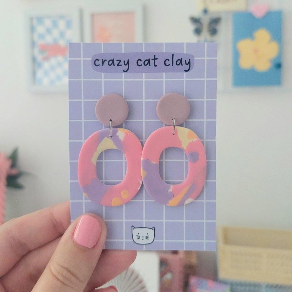 Colourful Pink Oval Hoops - Picture 2 of 2